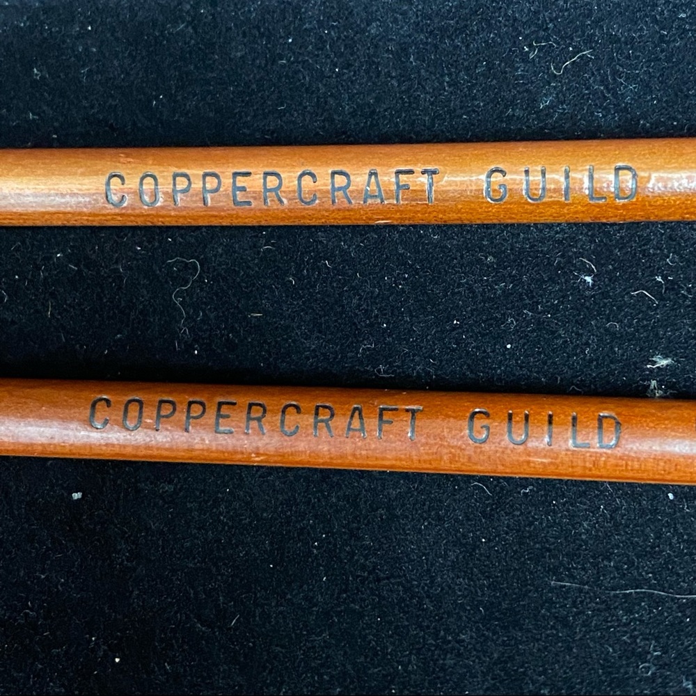 Vintage MCM Lot of 2 Coppercraft Guild Made in U. S. A. Wood Skinny Pencils Rare